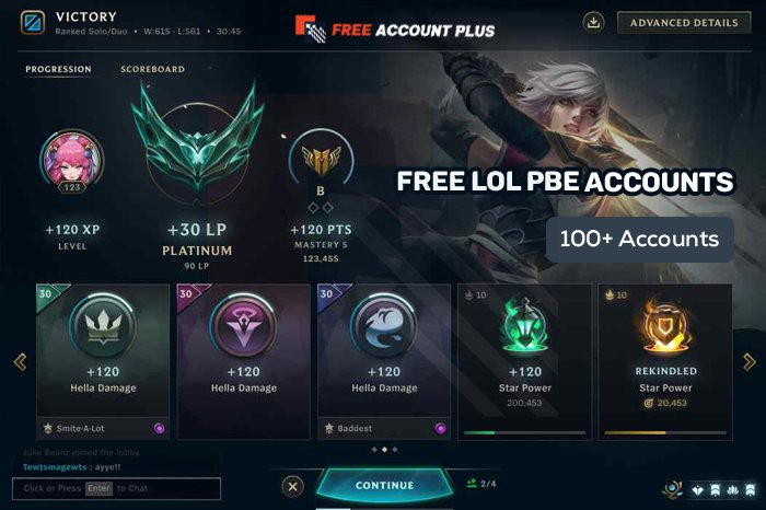 Free Lol PBE Accounts & Password